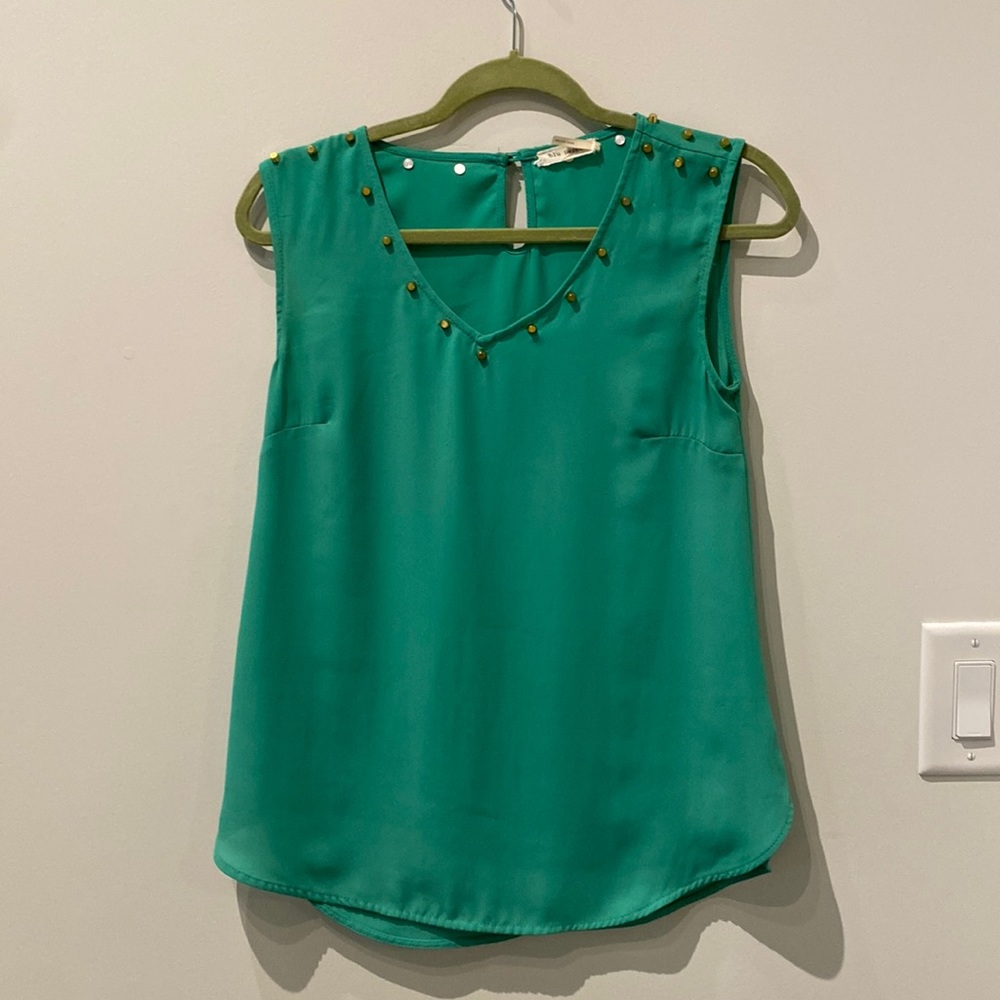 Green blue top with studs